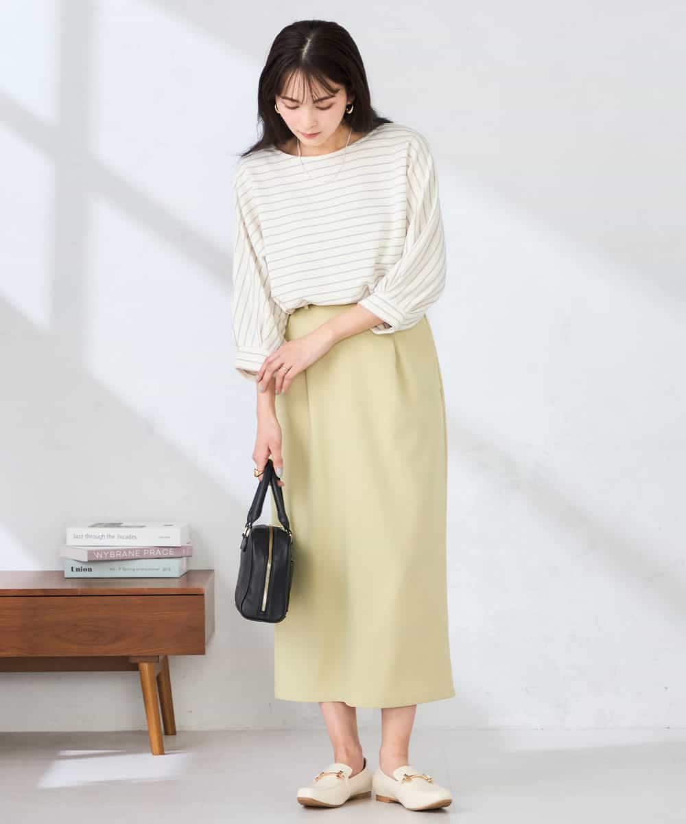 K6KFD03039 a.v.v(アー・ヴェ・ヴェ) ボーダードルマントップス【WEB限定】 ライトイエロー