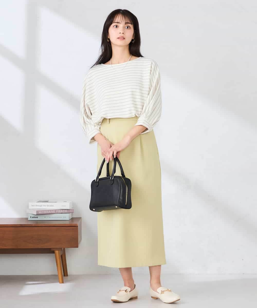K6KFD03039 a.v.v(アー・ヴェ・ヴェ) ボーダードルマントップス【WEB限定】 ライトイエロー