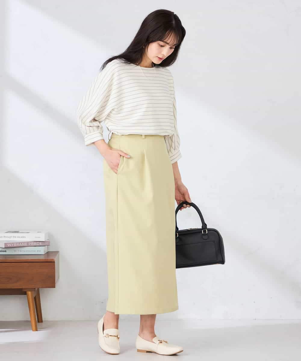 K6KFD03039 a.v.v(アー・ヴェ・ヴェ) ボーダードルマントップス【WEB限定】 ライトイエロー