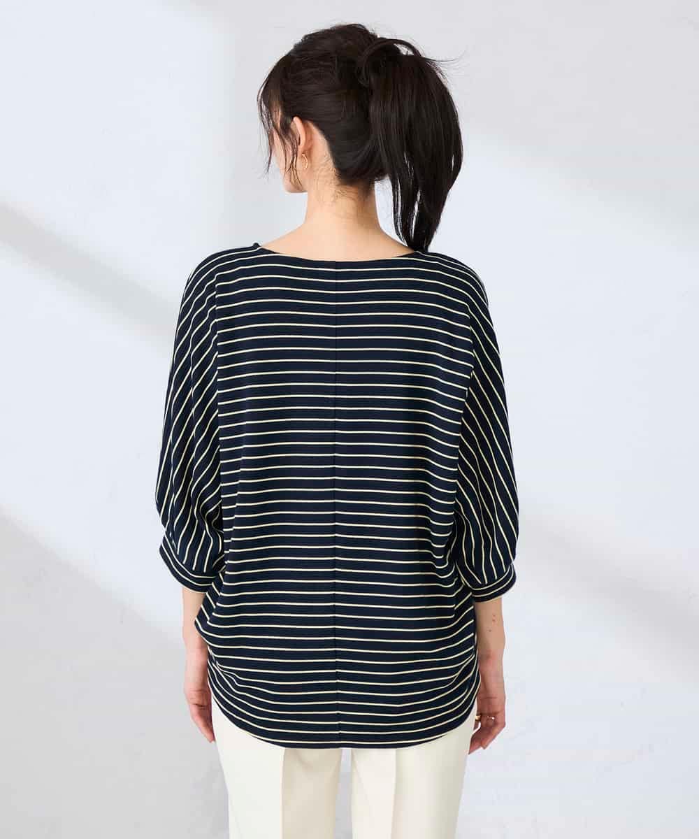 K6KFD03039 a.v.v(アー・ヴェ・ヴェ) ボーダードルマントップス【WEB限定】 ライトイエロー