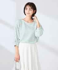 K6KFD03039 a.v.v(アー・ヴェ・ヴェ) ボーダードルマントップス【WEB限定】 グリーン