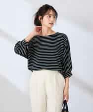 K6KFD03039 a.v.v(アー・ヴェ・ヴェ) ボーダードルマントップス【WEB限定】 ブルー