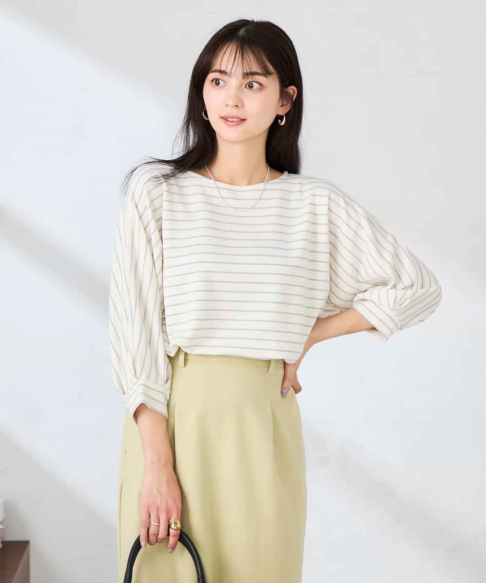 K6KFD03039 a.v.v(アー・ヴェ・ヴェ) ボーダードルマントップス【WEB限定】 アイボリー