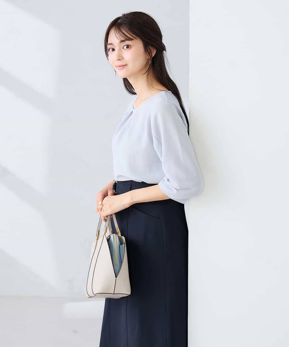 K6KFD04039 a.v.v(アー・ヴェ・ヴェ) 【WEB限定/洗える】タックスリーブカットソー ライトブルー