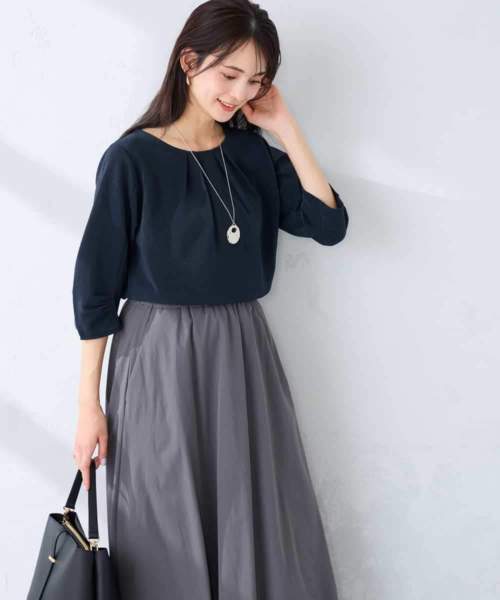 K6KFD04039 a.v.v(アー・ヴェ・ヴェ) 【WEB限定/洗える】タックスリーブカットソー ライトブルー