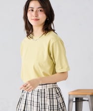 K6KGD30024 a.v.v(アー・ヴェ・ヴェ) 【接触冷感/UVカット/コットン100%/WEB限定】ロールアップハーフスリーブTシャツ ライトイエロー