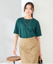 K6KGD30024 a.v.v(アー・ヴェ・ヴェ) 【接触冷感/UVカット/コットン100%/WEB限定】ロールアップハーフスリーブTシャツ ライトイエロー