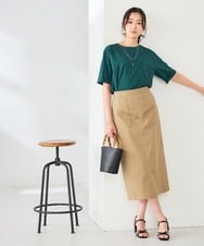 K6KGD30024 a.v.v(アー・ヴェ・ヴェ) 【接触冷感/UVカット/コットン100%/WEB限定】ロールアップハーフスリーブTシャツ ライトイエロー
