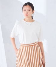 K6KGD30024 a.v.v(アー・ヴェ・ヴェ) 【接触冷感/UVカット/コットン100%/WEB限定】ロールアップハーフスリーブTシャツ ライトイエロー