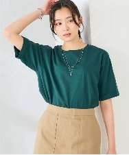 K6KGD30024 a.v.v(アー・ヴェ・ヴェ) 【接触冷感/UVカット/コットン100%/WEB限定】ロールアップハーフスリーブTシャツ グリーン