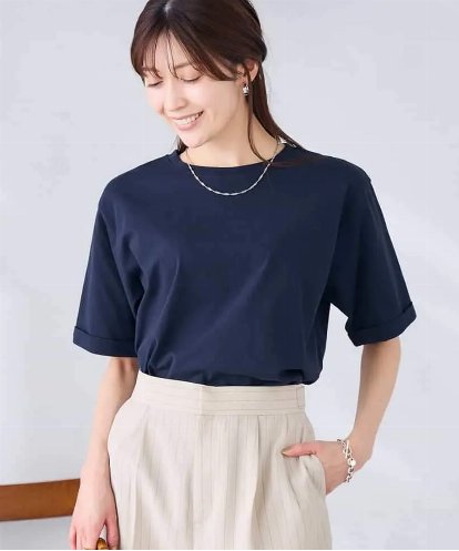 K6KGD30024 a.v.v 【接触冷感/UVカット/コットン100%/WEB限定】ロールアップハーフスリーブTシャツ