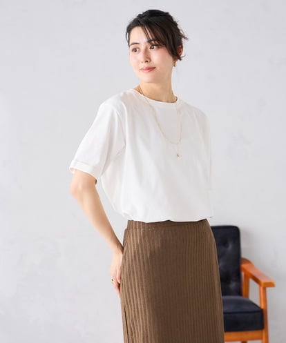 K6KGD30024 a.v.v 【接触冷感/UVカット/コットン100%/WEB限定】ロールアップハーフスリーブTシャツ