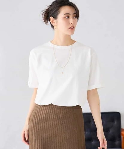 K6KGD30024 a.v.v 【接触冷感/UVカット/コットン100%/WEB限定】ロールアップハーフスリーブTシャツ