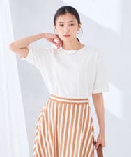 K6KGD30024 a.v.v(アー・ヴェ・ヴェ) 【接触冷感/UVカット/コットン100%/WEB限定】ロールアップハーフスリーブTシャツ ホワイト
