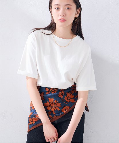 K6KGD30024  【接触冷感/UVカット/コットン100%/WEB限定】ロールアップハーフスリーブTシャツ