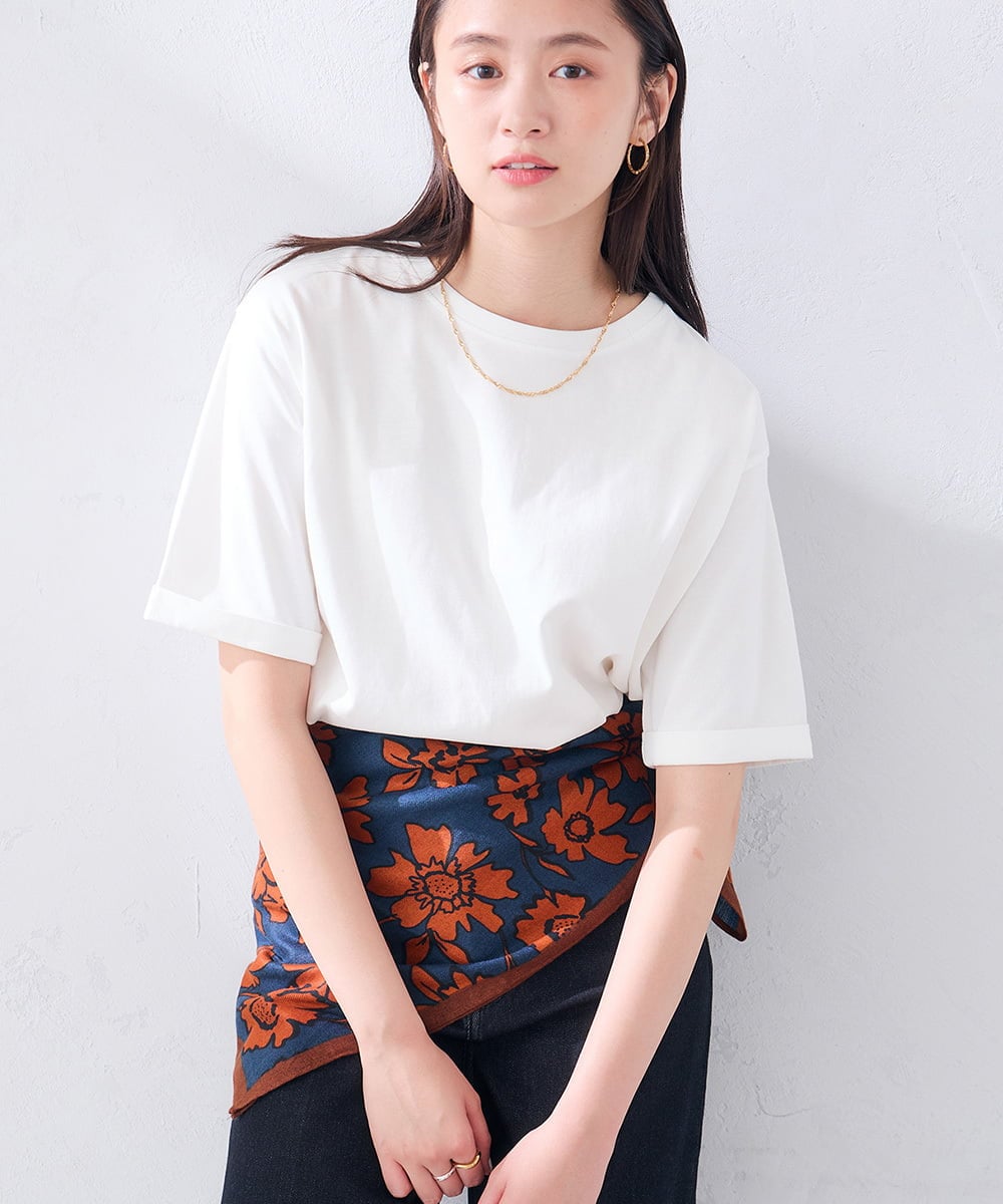 K6KGD30024 a.v.v 【接触冷感/UVカット/コットン100%/WEB限定】ロールアップハーフスリーブTシャツ
