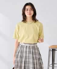 K6KGD30024 a.v.v(アー・ヴェ・ヴェ) 【接触冷感/UVカット/コットン100%/WEB限定】ロールアップハーフスリーブTシャツ ライトイエロー