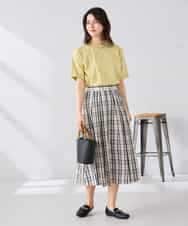 K6KGD30024 a.v.v(アー・ヴェ・ヴェ) 【接触冷感/UVカット/コットン100%/WEB限定】ロールアップハーフスリーブTシャツ ライトイエロー