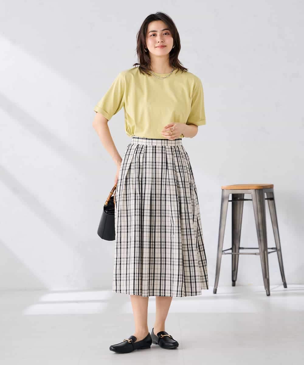 K6KGD30024 a.v.v(アー・ヴェ・ヴェ) 【接触冷感/UVカット/コットン100%/WEB限定】ロールアップハーフスリーブTシャツ ライトイエロー