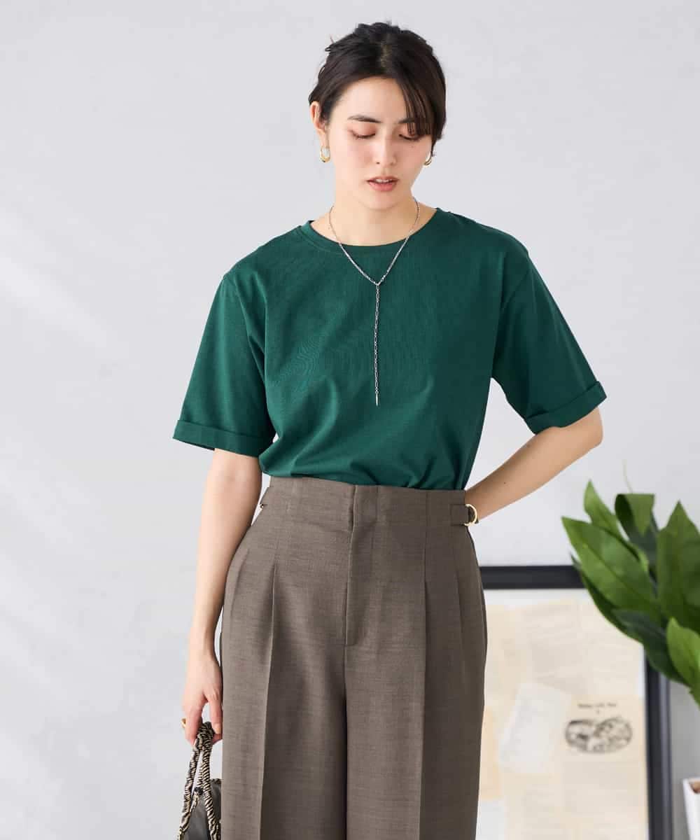 K6KGD30024 a.v.v(アー・ヴェ・ヴェ) 【接触冷感/UVカット/コットン100%/WEB限定】ロールアップハーフスリーブTシャツ ライトイエロー