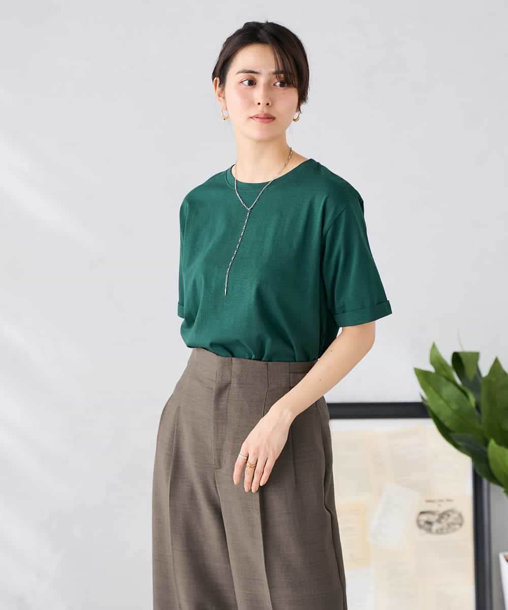 K6KGD30024 a.v.v(アー・ヴェ・ヴェ) 【接触冷感/UVカット/コットン100%/WEB限定】ロールアップハーフスリーブTシャツ ライトイエロー