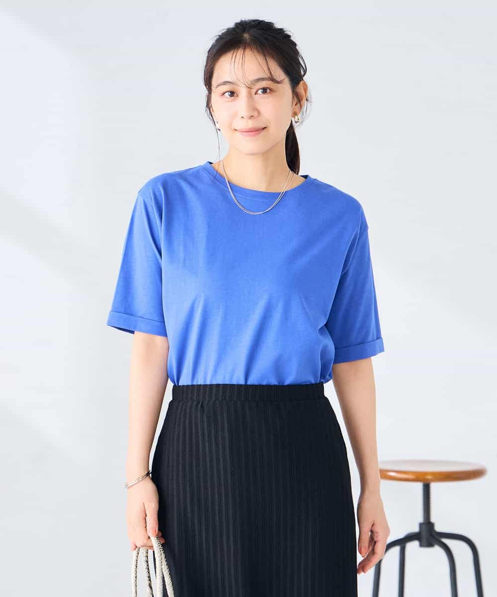 K6KGD30024 a.v.v(アー・ヴェ・ヴェ) 【接触冷感/UVカット/コットン100%/WEB限定】ロールアップハーフスリーブTシャツ ライトイエロー