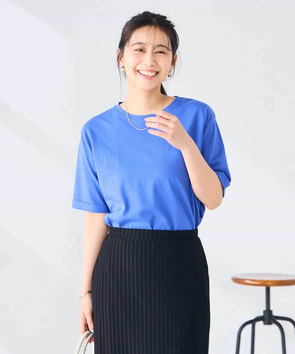 K6KGD30024 a.v.v(アー・ヴェ・ヴェ) 【接触冷感/UVカット/コットン100%/WEB限定】ロールアップハーフスリーブTシャツ ライトイエロー