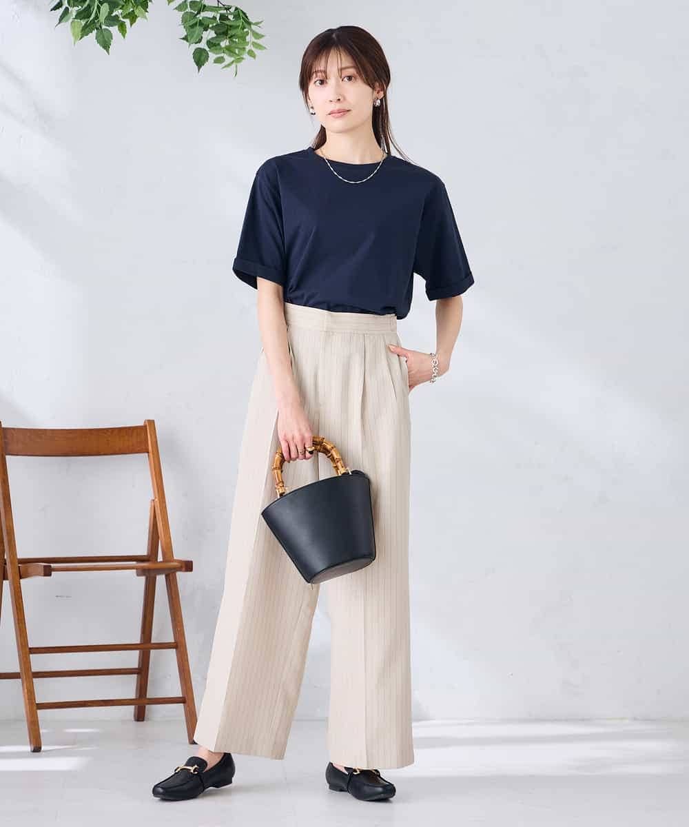 K6KGD30024 a.v.v(アー・ヴェ・ヴェ) 【接触冷感/UVカット/コットン100%/WEB限定】ロールアップハーフスリーブTシャツ ライトイエロー