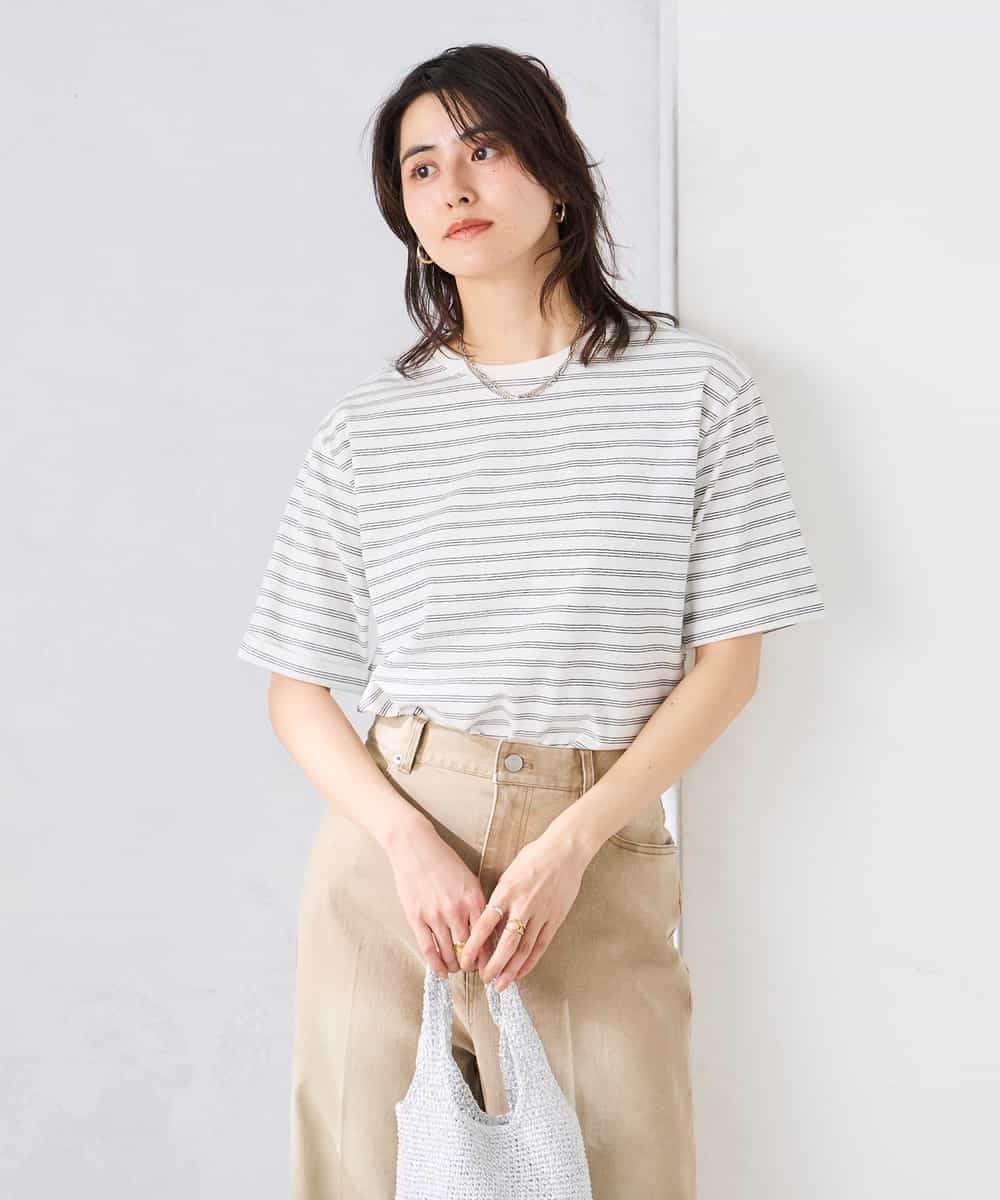 K6KGD30024 a.v.v(アー・ヴェ・ヴェ) 【接触冷感/UVカット/コットン100%/WEB限定】ロールアップハーフスリーブTシャツ ライトイエロー