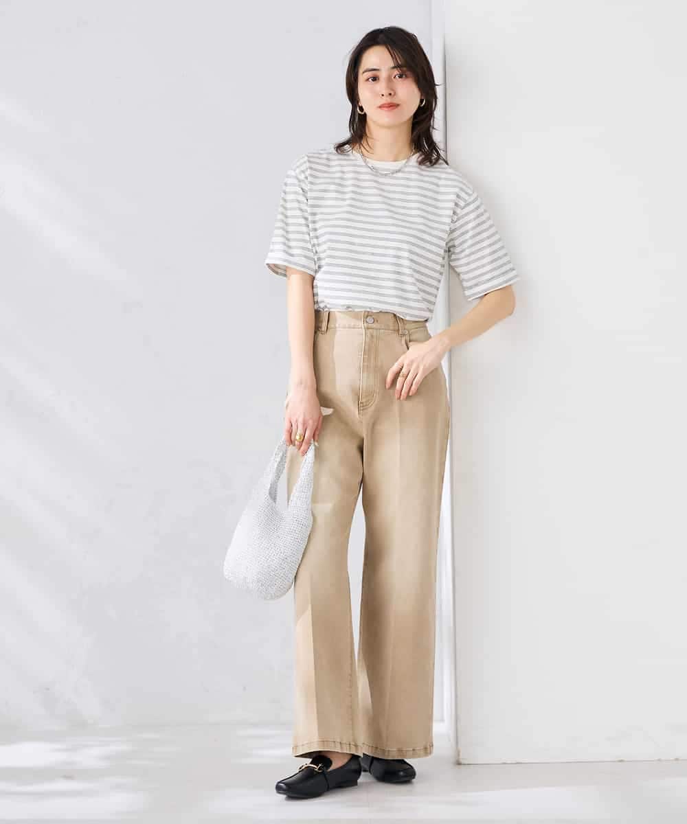 K6KGD30024 a.v.v(アー・ヴェ・ヴェ) 【接触冷感/UVカット/コットン100%/WEB限定】ロールアップハーフスリーブTシャツ ライトイエロー