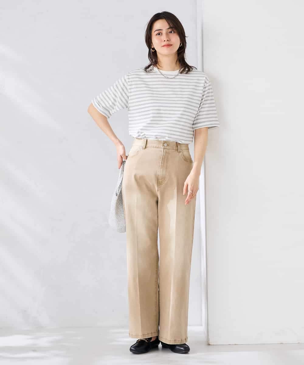 K6KGD30024 a.v.v(アー・ヴェ・ヴェ) 【接触冷感/UVカット/コットン100%/WEB限定】ロールアップハーフスリーブTシャツ ライトイエロー