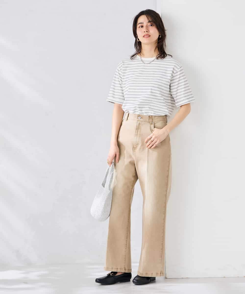 K6KGD30024 a.v.v(アー・ヴェ・ヴェ) 【接触冷感/UVカット/コットン100%/WEB限定】ロールアップハーフスリーブTシャツ ライトイエロー