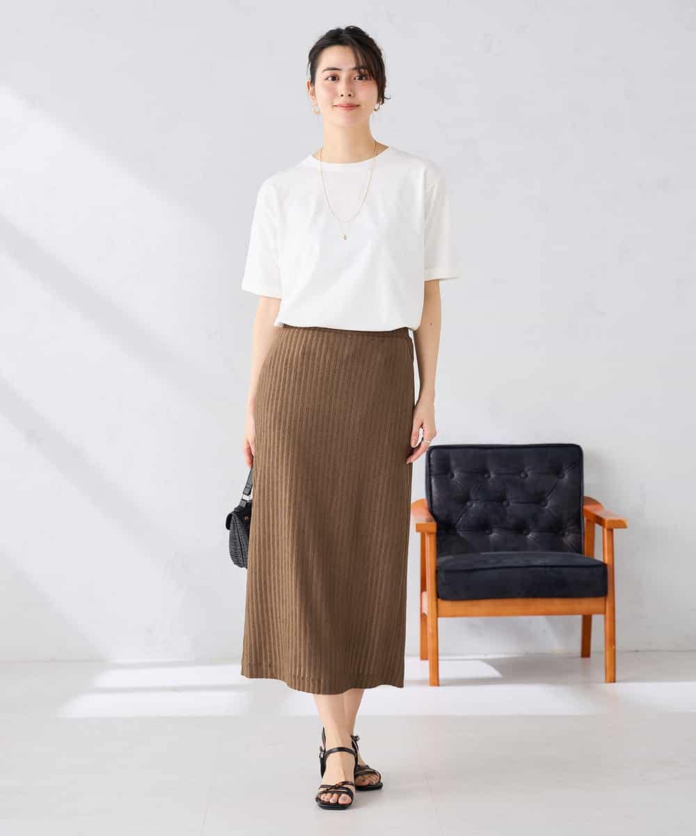 K6KGD30024 a.v.v(アー・ヴェ・ヴェ) 【接触冷感/UVカット/コットン100%/WEB限定】ロールアップハーフスリーブTシャツ ライトイエロー