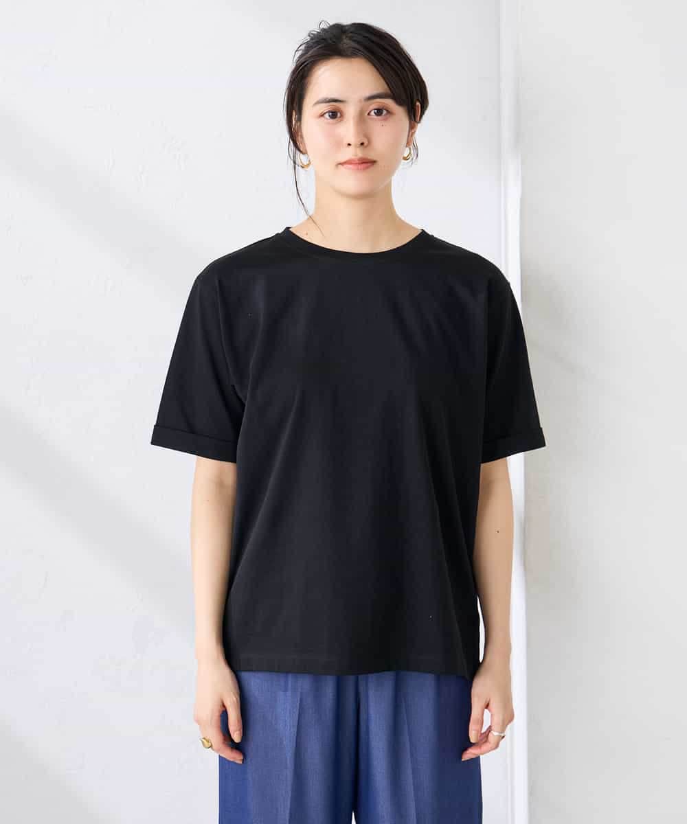 K6KGD30024 a.v.v(アー・ヴェ・ヴェ) 【接触冷感/UVカット/コットン100%/WEB限定】ロールアップハーフスリーブTシャツ ライトイエロー