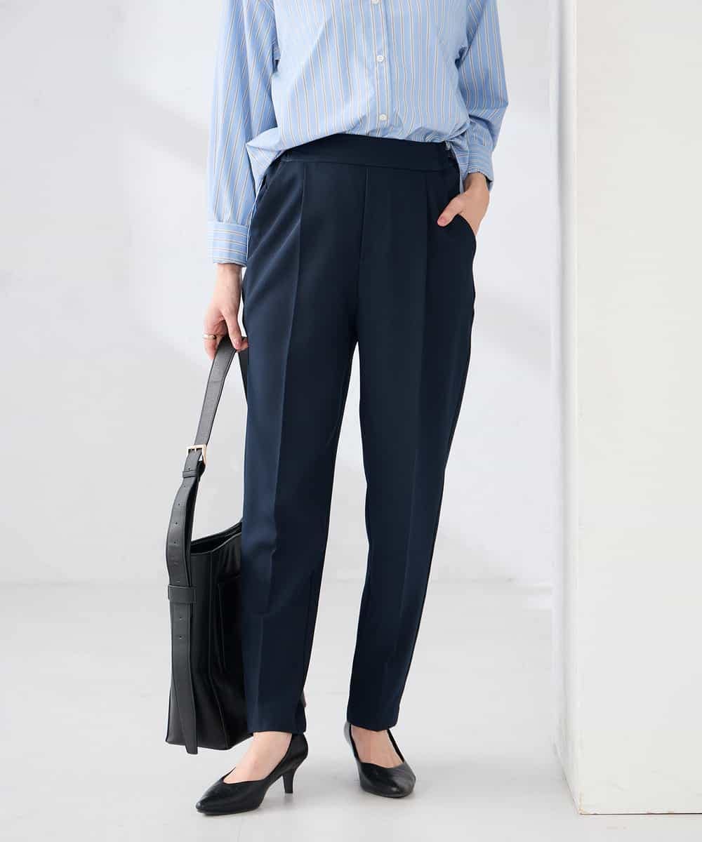 K6LFD70049 a.v.v(アー・ヴェ・ヴェ) 【WEB限定/支持率NO.1/イージーケア/ストレッチ】スッキリ見えテーパードパンツ ブラック