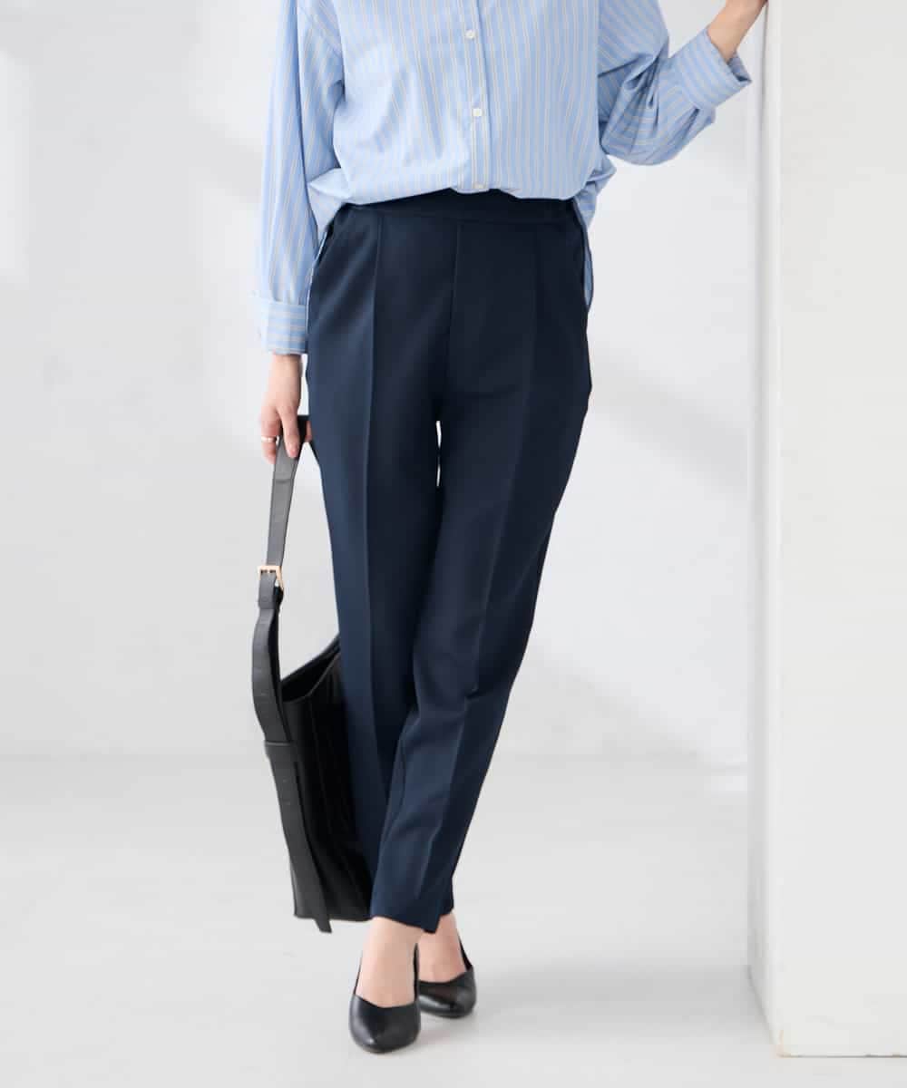 K6LFD70049 a.v.v(アー・ヴェ・ヴェ) 【WEB限定/支持率NO.1/イージーケア/ストレッチ】スッキリ見えテーパードパンツ ブラック