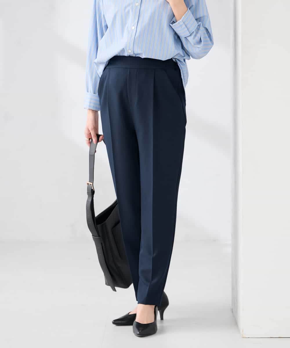 K6LFD70049 a.v.v(アー・ヴェ・ヴェ) 【WEB限定/支持率NO.1/イージーケア/ストレッチ】スッキリ見えテーパードパンツ ブラック