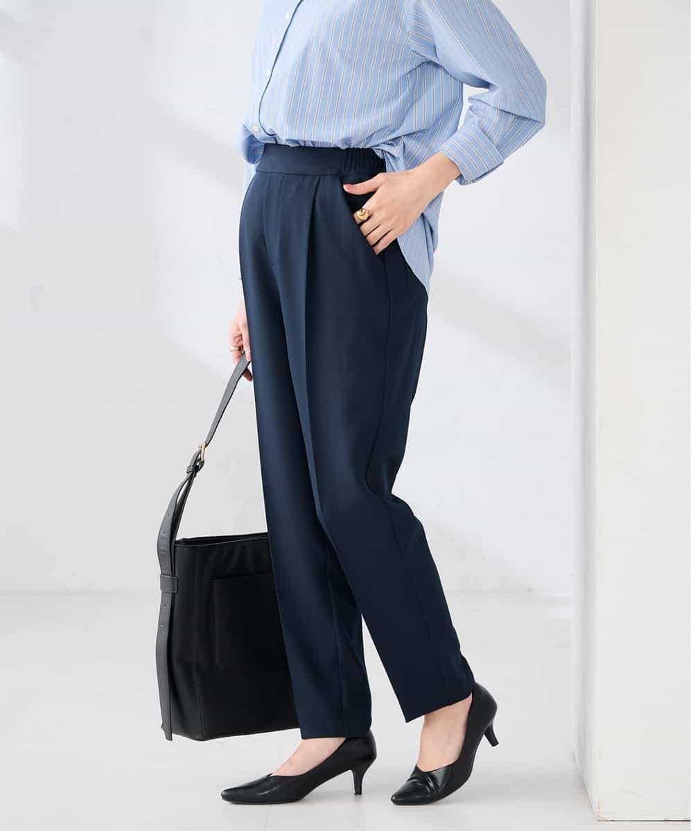 K6LFD70049 a.v.v(アー・ヴェ・ヴェ) 【WEB限定/支持率NO.1/イージーケア/ストレッチ】スッキリ見えテーパードパンツ ブラック