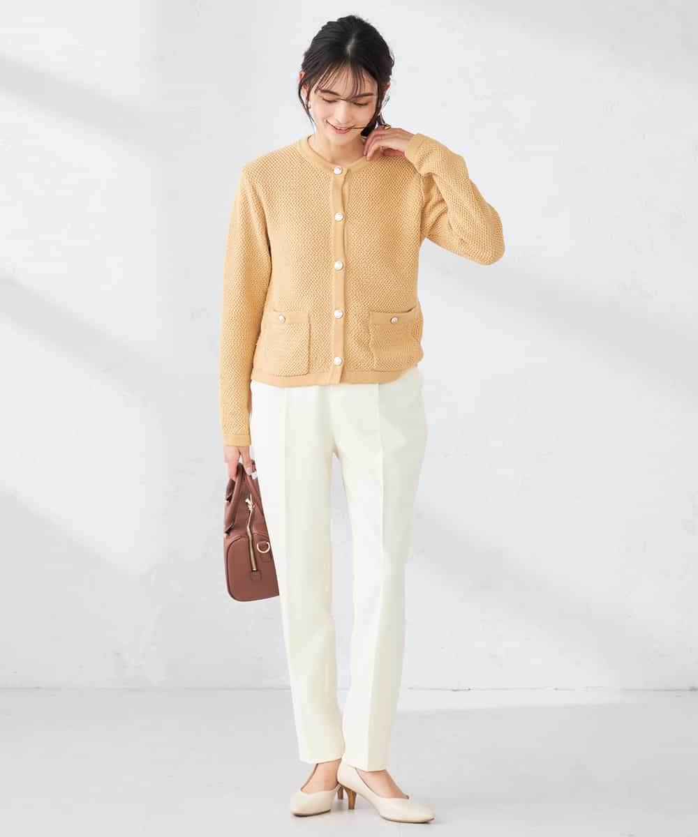 K6LFD70049 a.v.v(アー・ヴェ・ヴェ) 【WEB限定/支持率NO.1/イージーケア/ストレッチ】スッキリ見えテーパードパンツ ブラック