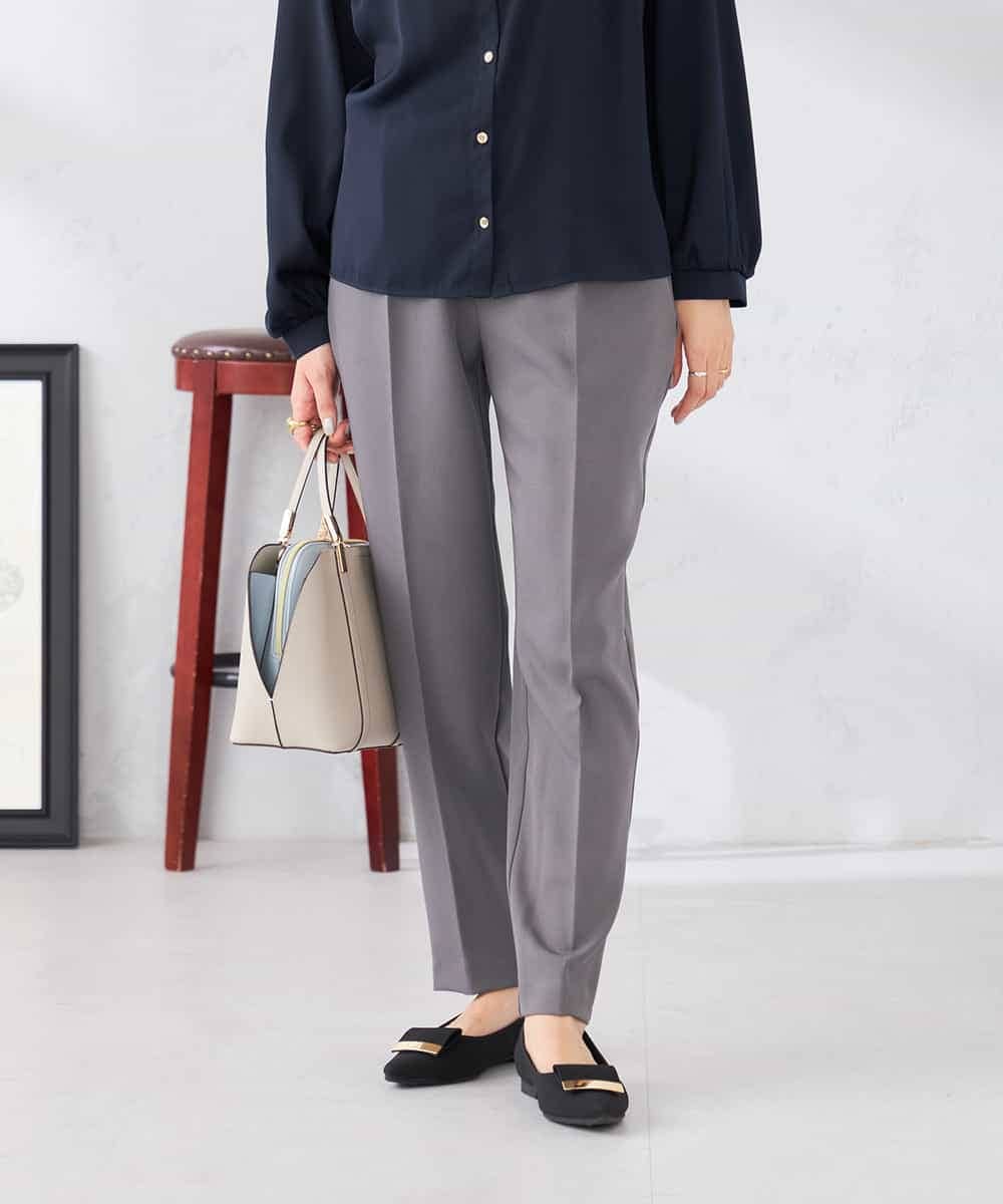 K6LFD70049 a.v.v(アー・ヴェ・ヴェ) 【WEB限定/支持率NO.1/イージーケア/ストレッチ】スッキリ見えテーパードパンツ ブラック