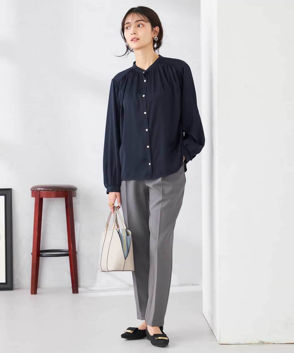 K6LFD70049 a.v.v(アー・ヴェ・ヴェ) 【WEB限定/支持率NO.1/イージーケア/ストレッチ】スッキリ見えテーパードパンツ ブラック