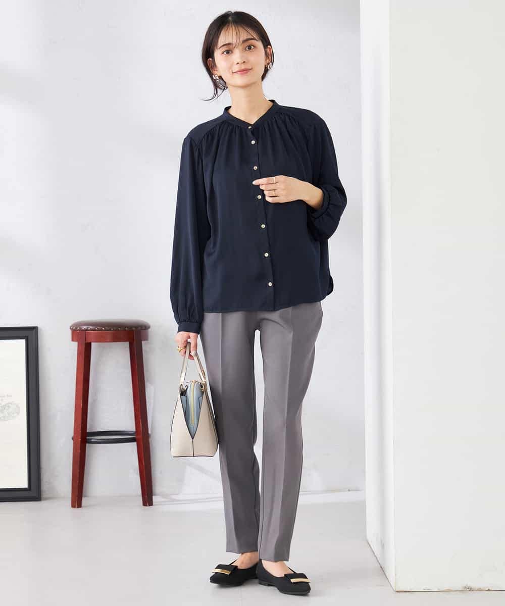 K6LFD70049 a.v.v(アー・ヴェ・ヴェ) 【WEB限定/支持率NO.1/イージーケア/ストレッチ】スッキリ見えテーパードパンツ ブラック