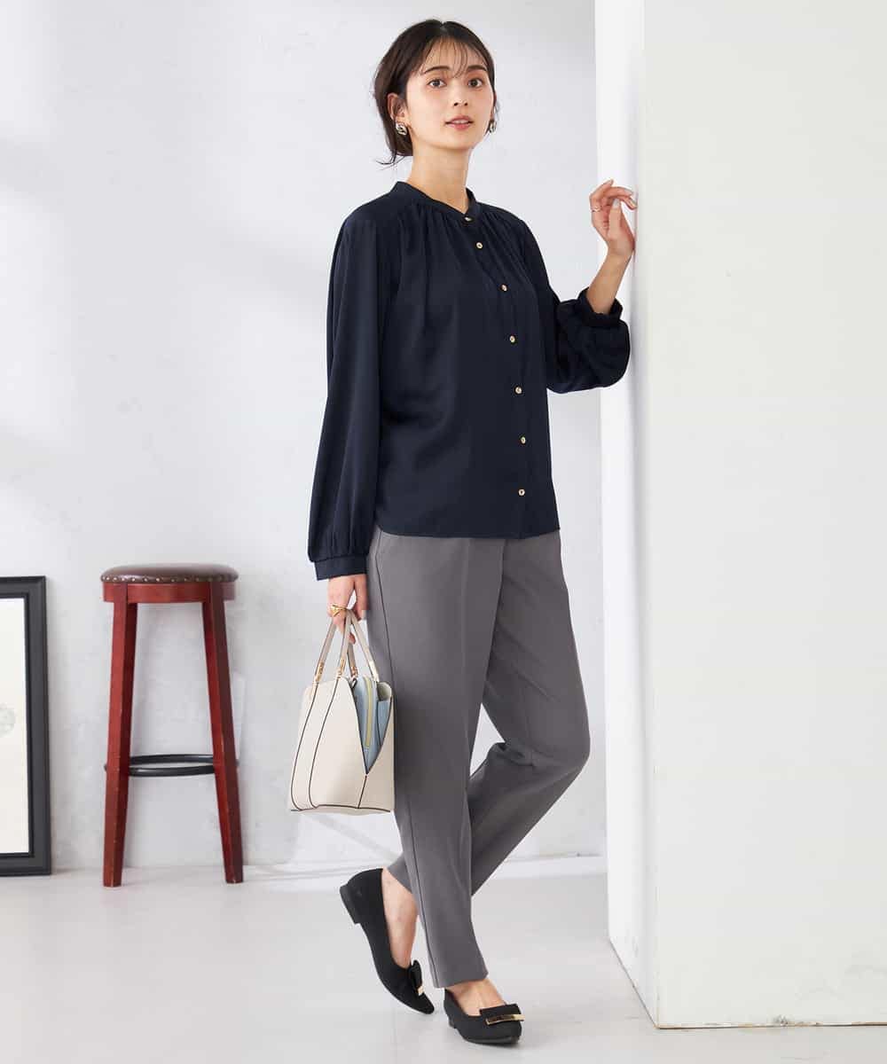 K6LFD70049 a.v.v(アー・ヴェ・ヴェ) 【WEB限定/支持率NO.1/イージーケア/ストレッチ】スッキリ見えテーパードパンツ ブラック