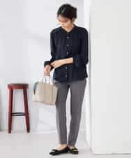 K6LFD70049 a.v.v(アー・ヴェ・ヴェ) 【WEB限定/支持率NO.1/イージーケア/ストレッチ】スッキリ見えテーパードパンツ ブラック