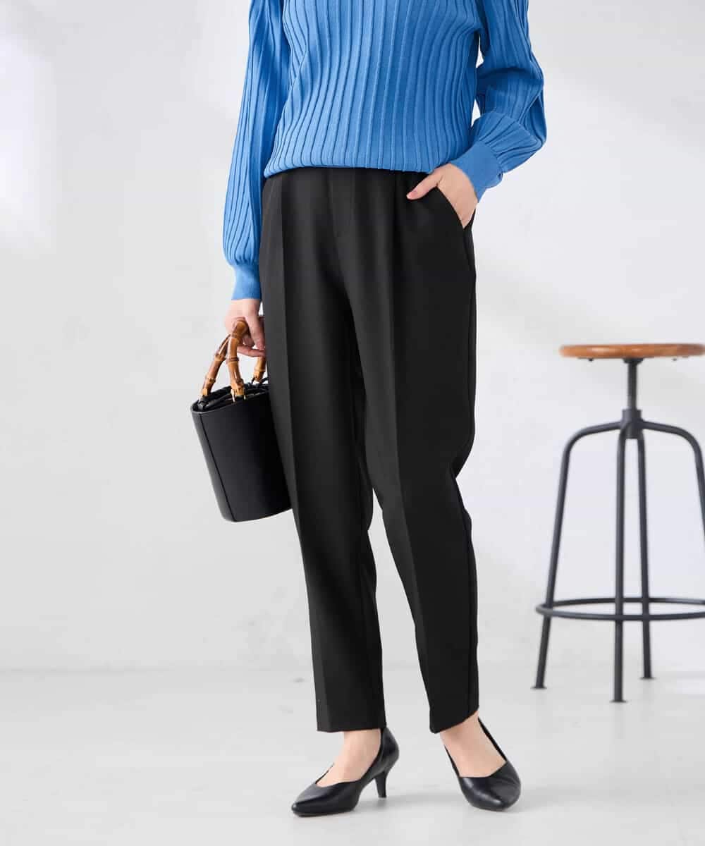 K6LFD70049 a.v.v(アー・ヴェ・ヴェ) 【WEB限定/支持率NO.1/イージーケア/ストレッチ】スッキリ見えテーパードパンツ ブラック