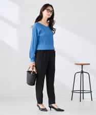 K6LFD70049 a.v.v(アー・ヴェ・ヴェ) 【WEB限定/支持率NO.1/イージーケア/ストレッチ】スッキリ見えテーパードパンツ ブラック