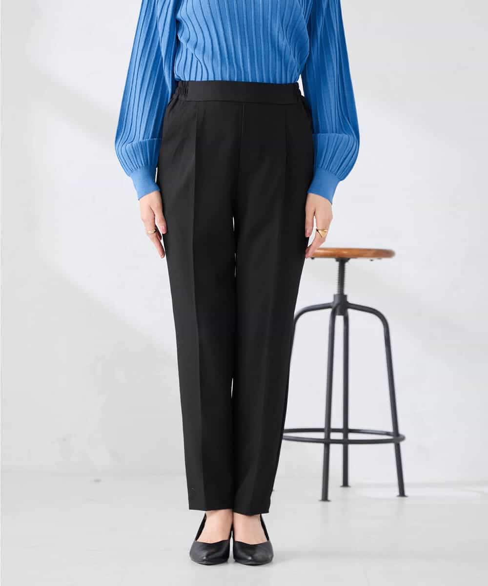 K6LFD70049 a.v.v(アー・ヴェ・ヴェ) 【WEB限定/支持率NO.1/イージーケア/ストレッチ】スッキリ見えテーパードパンツ ブラック