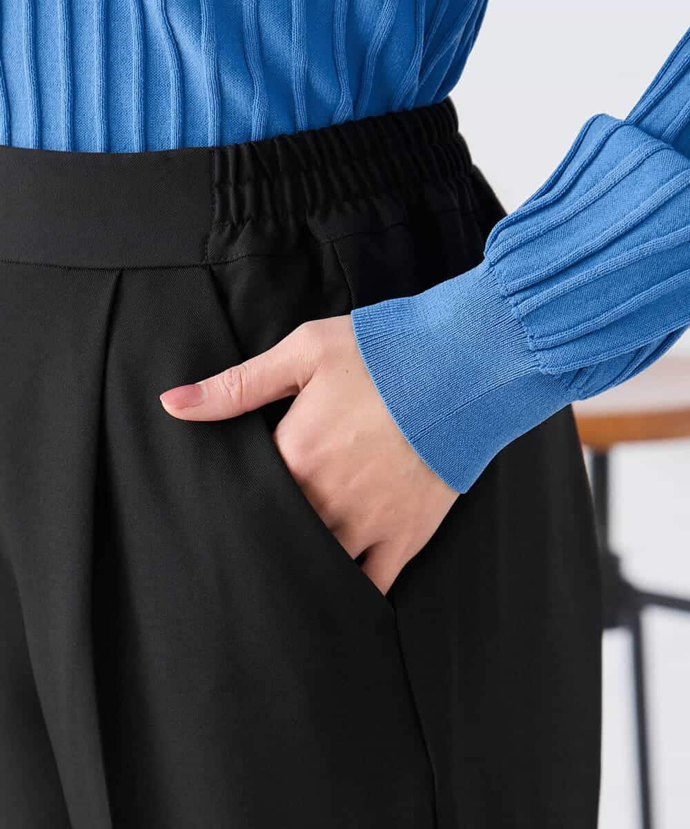 K6LFD70049 a.v.v(アー・ヴェ・ヴェ) 【WEB限定/支持率NO.1/イージーケア/ストレッチ】スッキリ見えテーパードパンツ ブラック