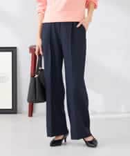 K6LFD71049 a.v.v(アー・ヴェ・ヴェ) 【WEB限定/支持率NO.1/イージーケア/ストレッチ】スッキリ見えウエストハトメワイドンツ ネイビー