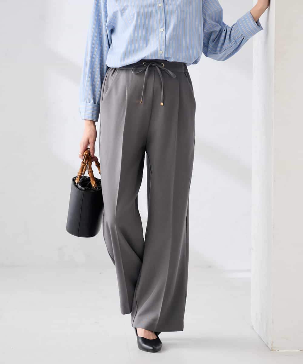 K6LFD71049 a.v.v(アー・ヴェ・ヴェ) 【WEB限定/支持率NO.1/イージーケア/ストレッチ】スッキリ見えウエストハトメワイドンツ グレー